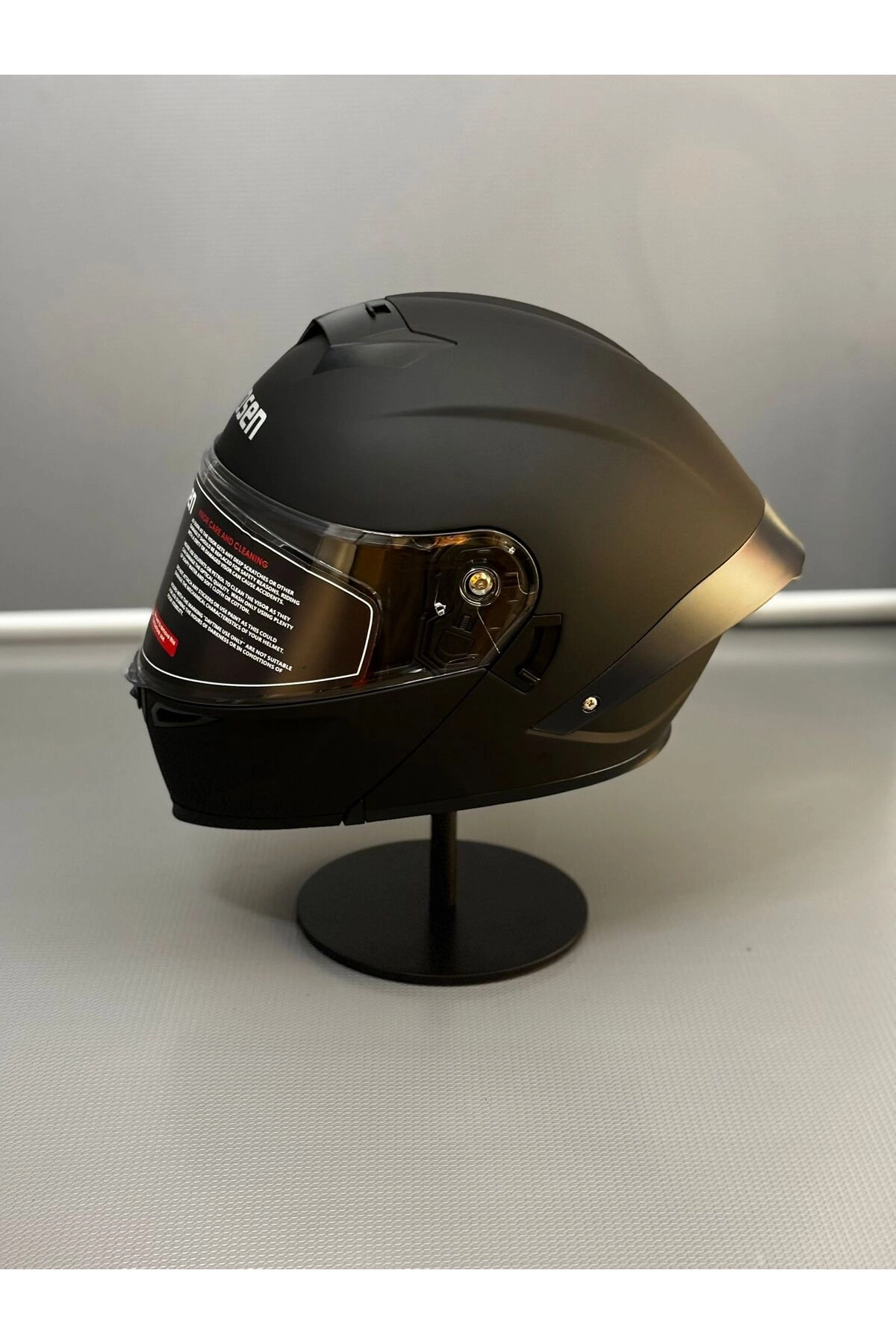 resimler/genel/Ws-202 Güneş Vizörlü Çene Açılır Kask Matt Black (Åeffaf Vizörlü)