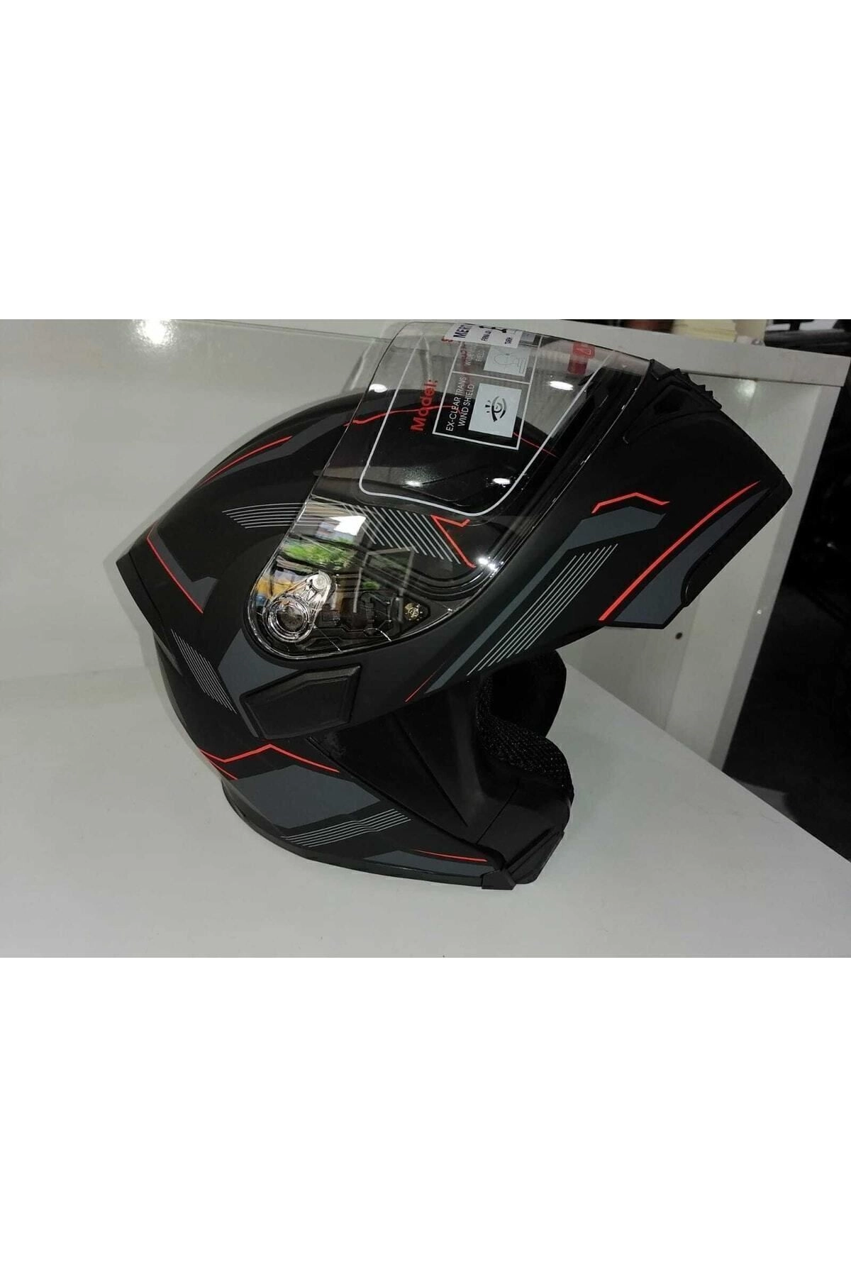 resimler/genel/jiekai Jk 902 Mat Siyah-orange Güneş Vizörlü Çene Açılır Kask