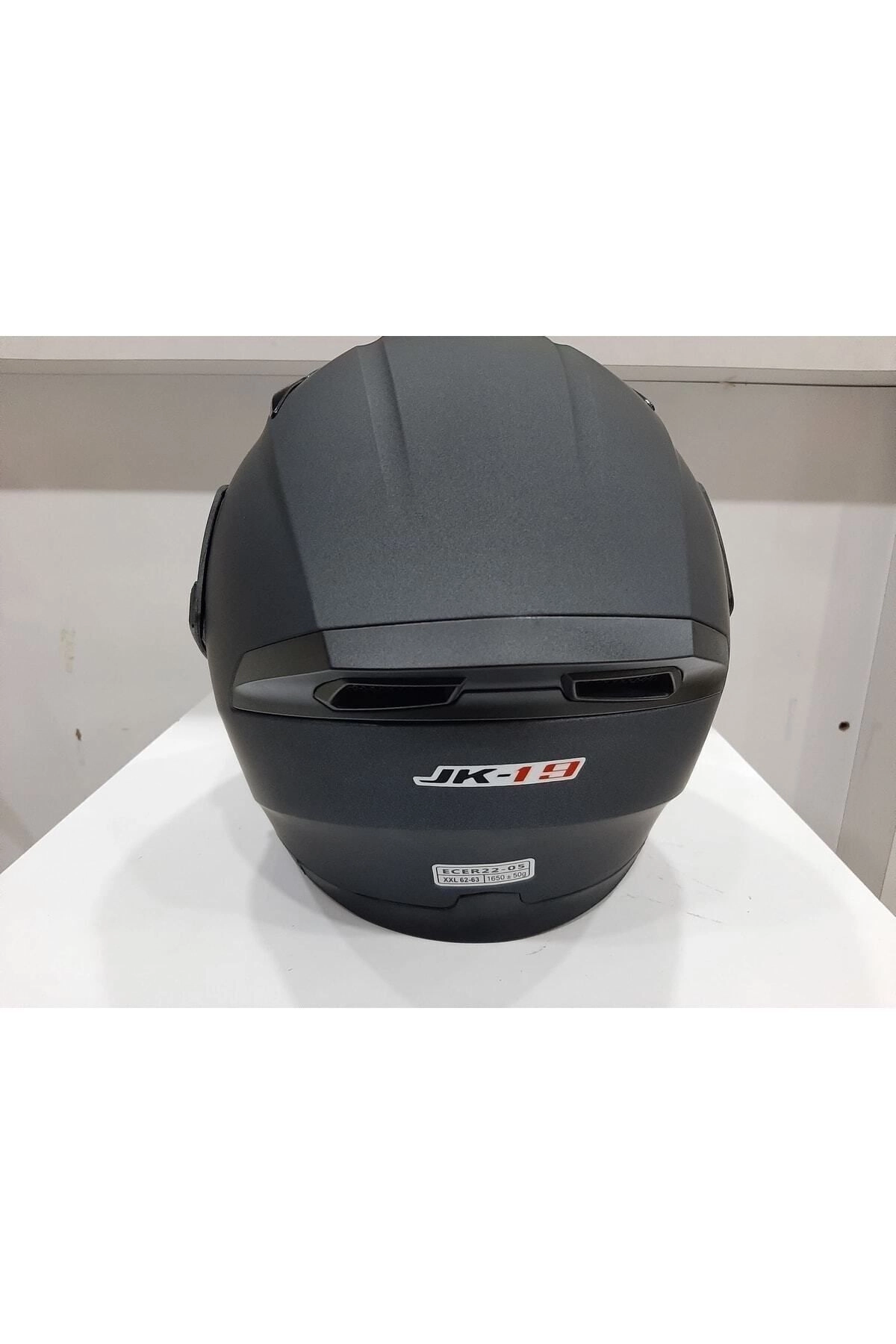 resimler/genel/Mat Siyah Jk 902 Çene Pedli Güneş Vizörlü Çeneden Açılır Kask