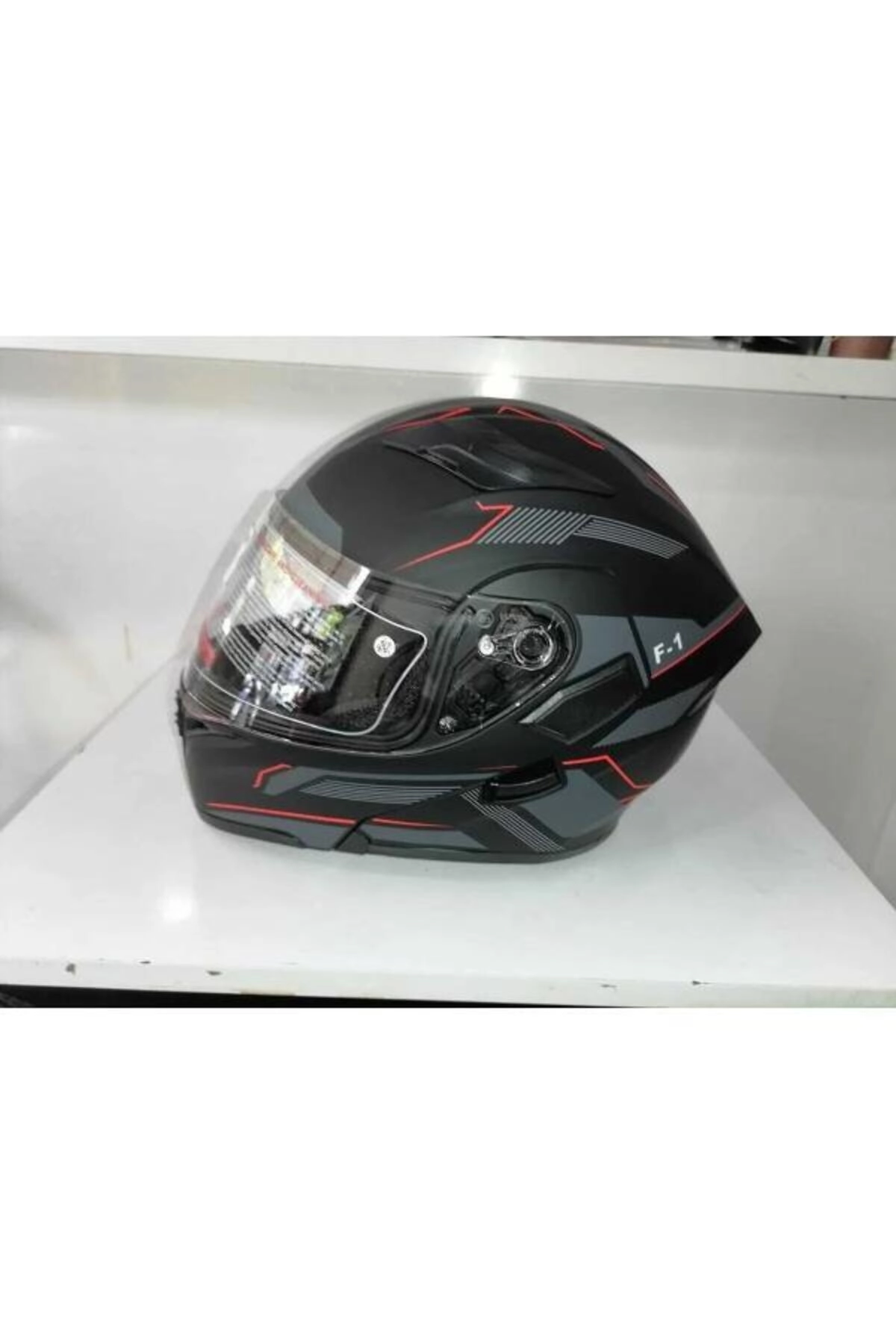 Jk 902 Mat Siyah-Orange Güneş Vizörlü Çene Açılır Kask [E1]