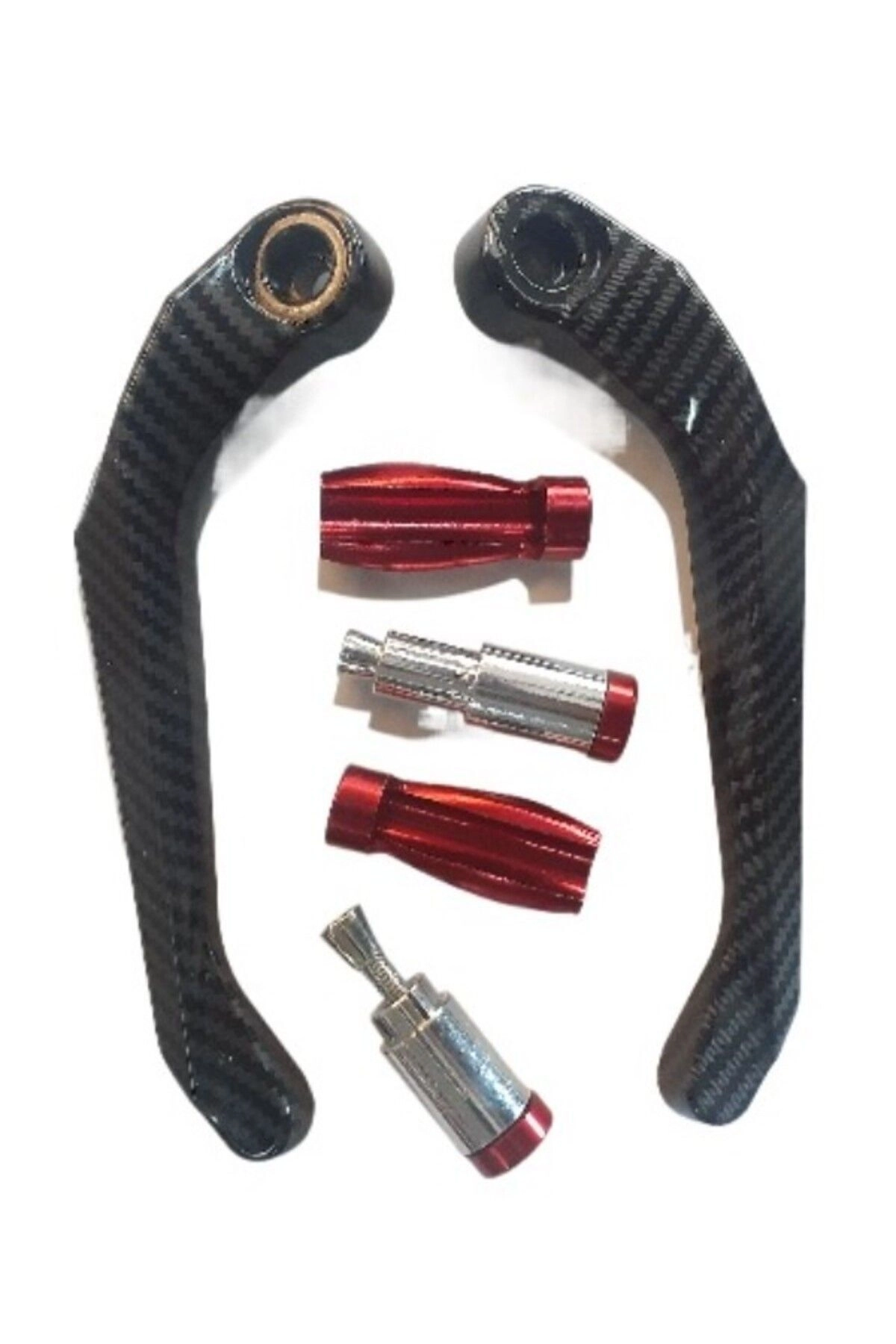 Motosiklet El Koruma Manet Set Alüminyum Carbon Detay Kırmızı