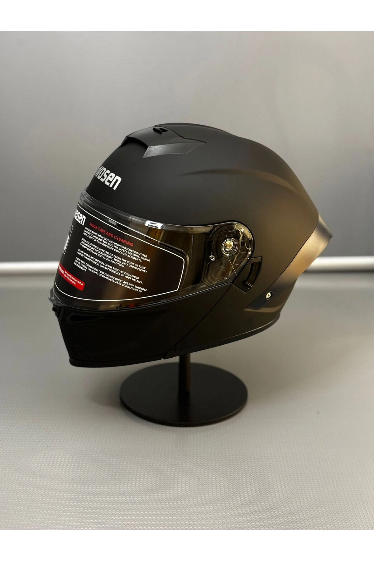 resimler/genel/Ws-202 Güneş Vizörlü Çene Açılır Kask Matt Black (Åeffaf Vizörlü)
