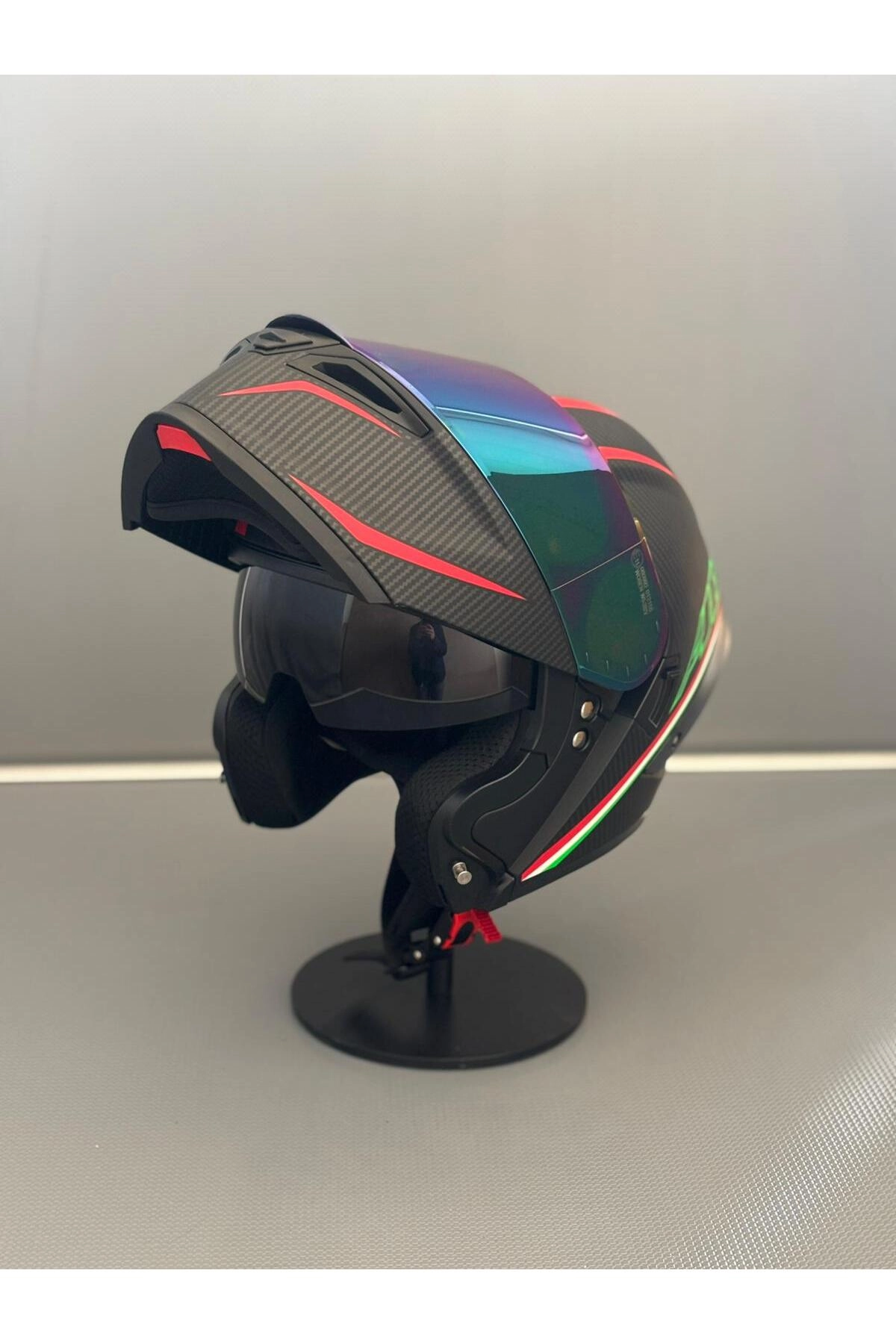 resimler/genel/Ws-202 Güneş Gözlüklü Çene Açılır Kask Siyah Vizörlü A6