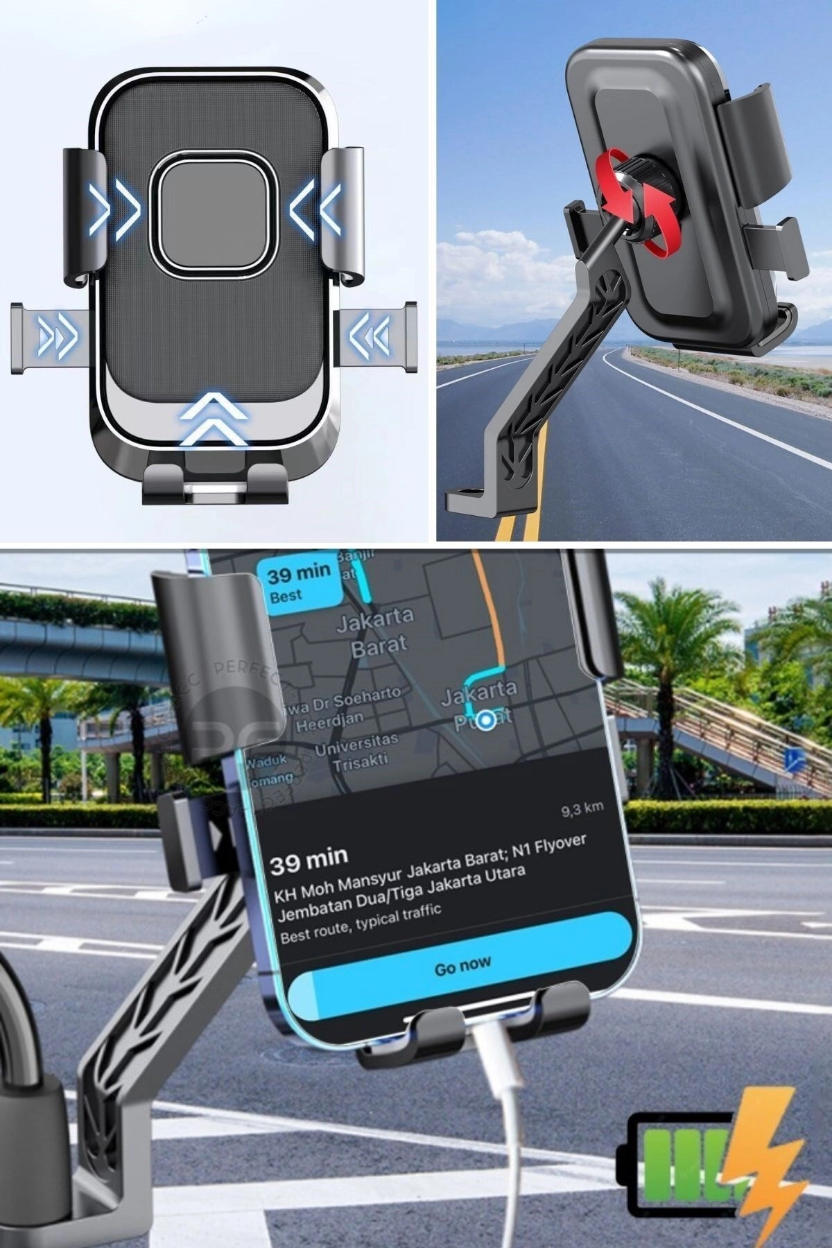 BUFFERÂ® Motor,Motosiklet,Bisiklet ,Scooter İçin 360 Derece Dönebilen Dikiz Aynası Versiyonu Telefon