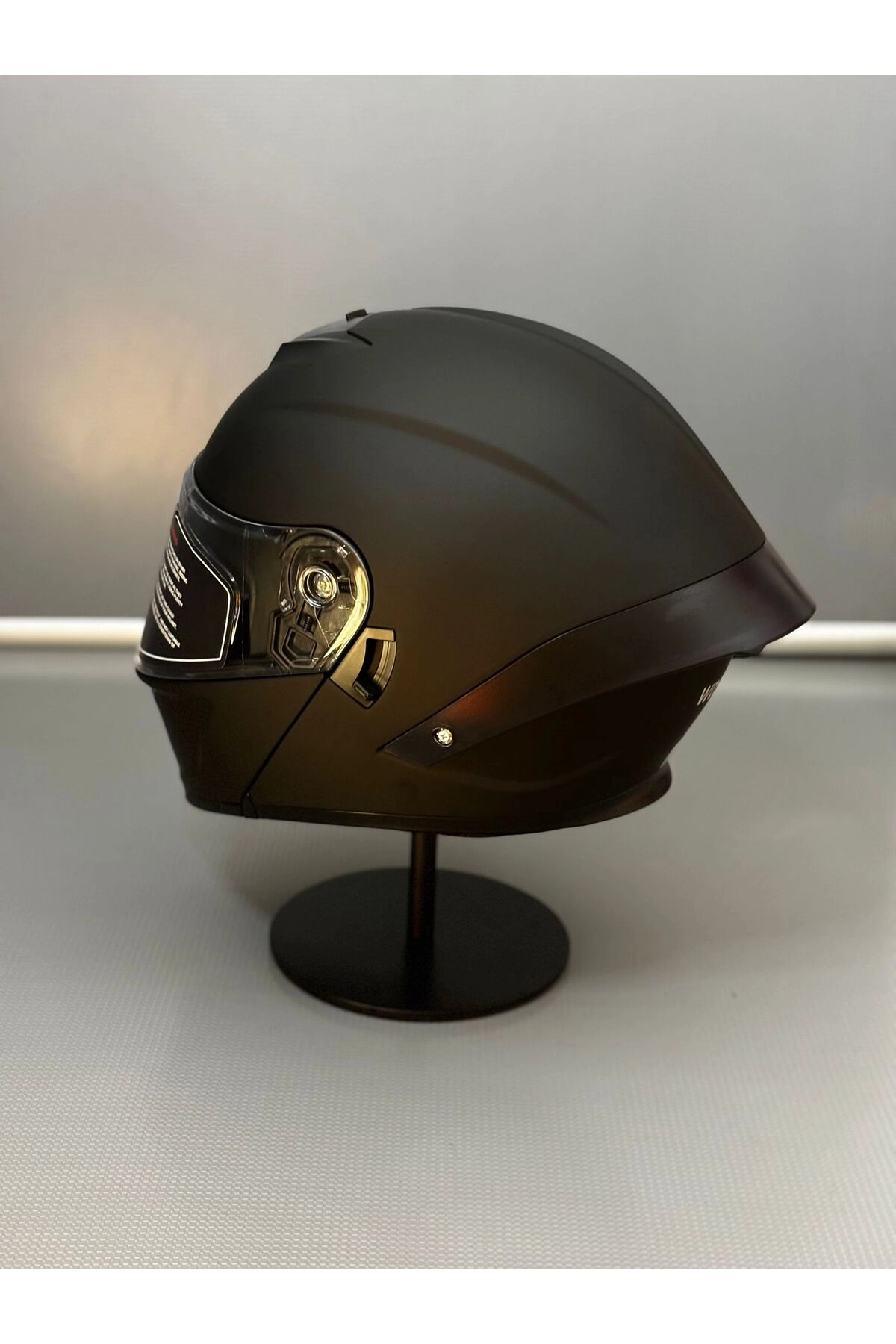 resimler/genel/Ws-202 Güneş Vizörlü Çene Açılır Kask Matt Black (Åeffaf Vizörlü)