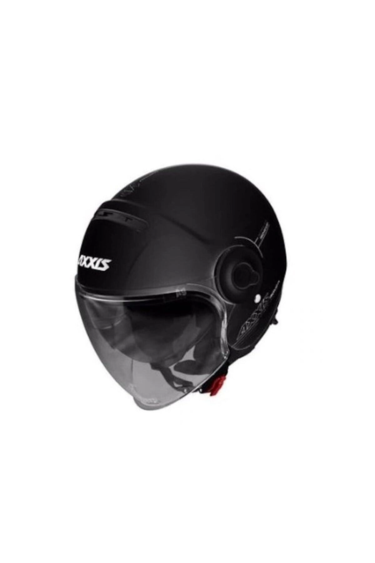 resimler/genel/Raven Sv Solid Matt Black Siyah Vizörlü Yarım Motorsiklet Kaskı