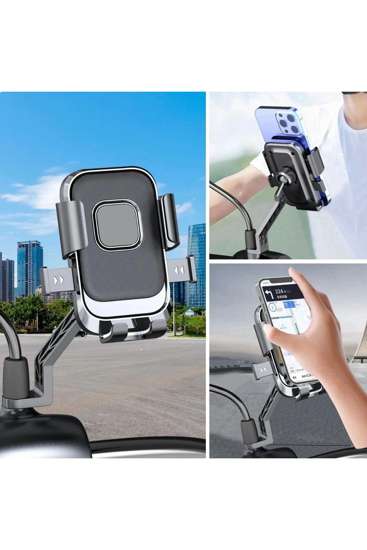 resimler/genel/Motor,Motosiklet,Bisiklet ,Scooter İçin 360 Derece Dönebilen Dikiz Aynası Versiyonu Telefon Tutucu