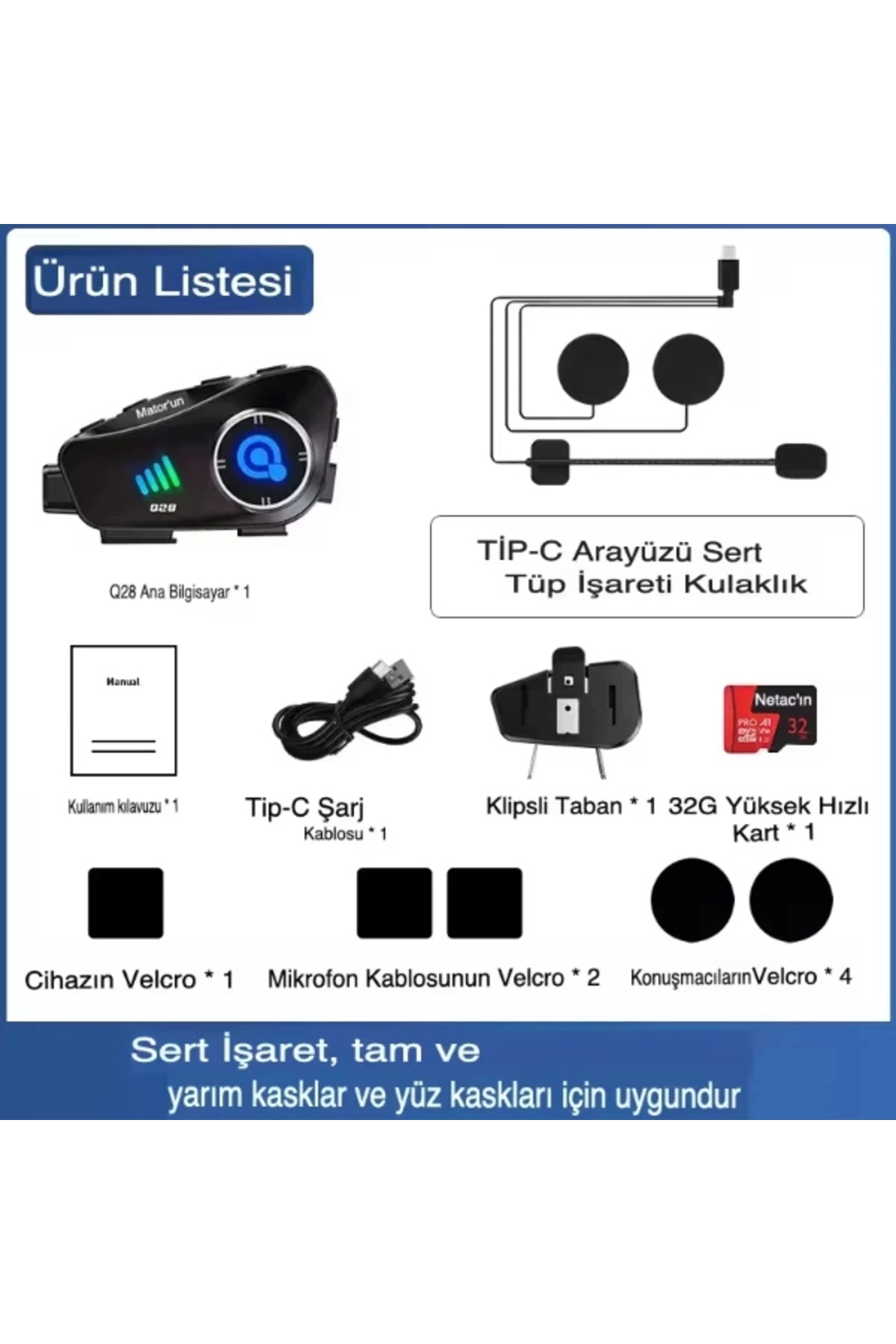 resimler/genel/Q28 Kameralı Motosiklet Kask Kulaklığı