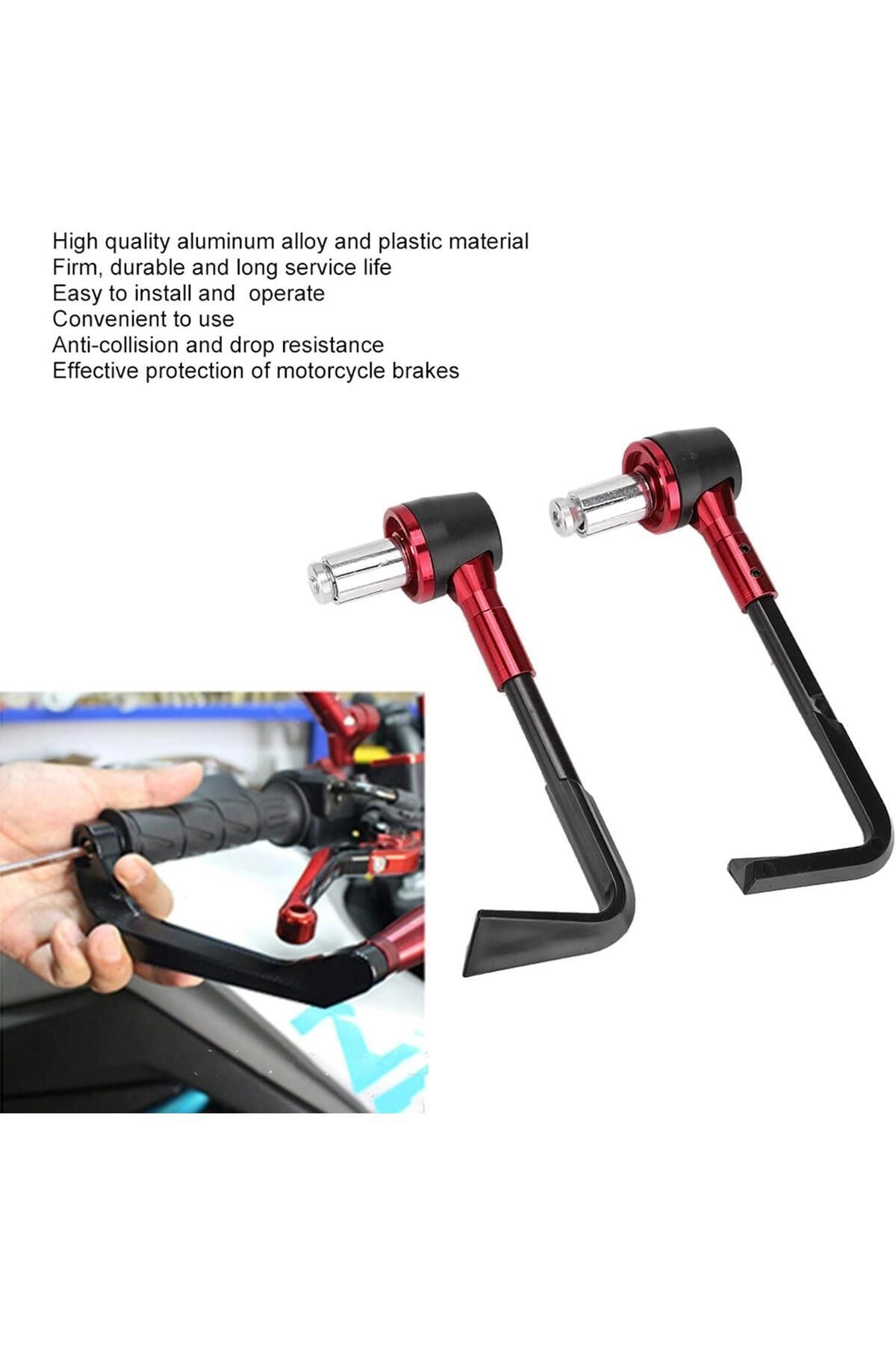 resimler/genel/TEX T0038 Motosiklet Bisiklet Scooter Gidon Elcik Manet Koruma Universal Alüminyum Kırmızı