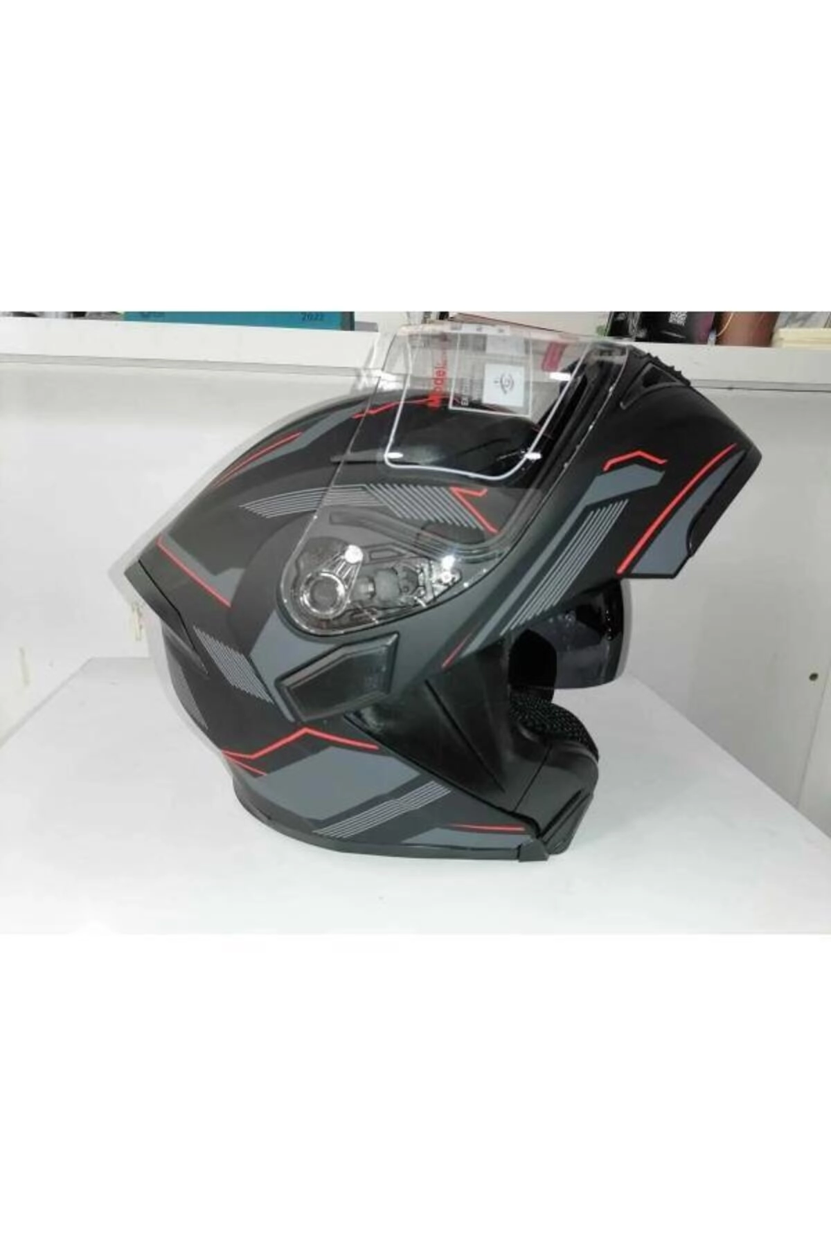 resimler/genel/Jk 902 Mat Siyah-Orange Güneş Vizörlü Çene Açılır Kask [E1]