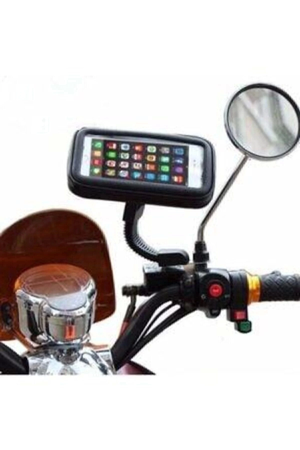 resimler/genel/Telefon Tutacağı Motorsiklet 5-6.0 Inc Uyumlu Su Geçirmez Aynaya Montaj