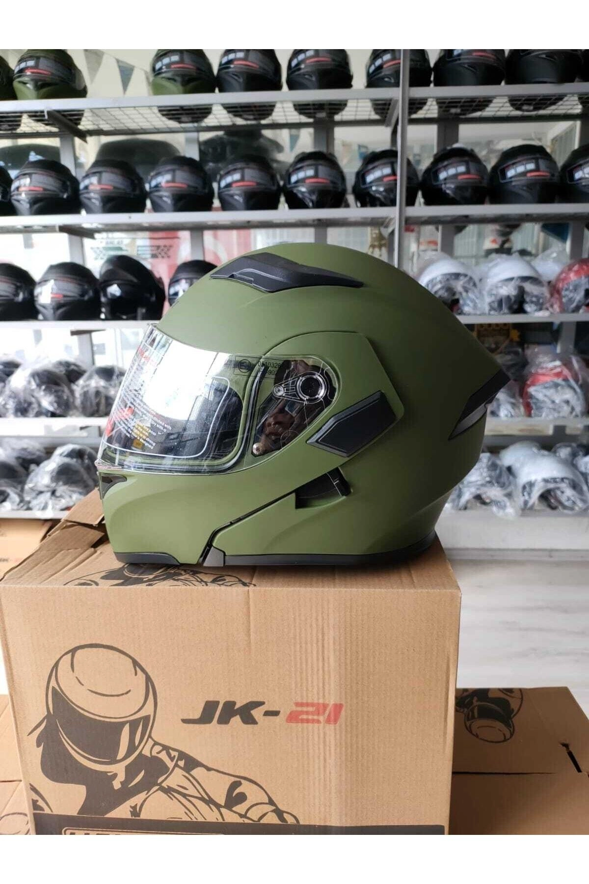 Jk-21 Kask Çene Açılır Kask Haki Renk