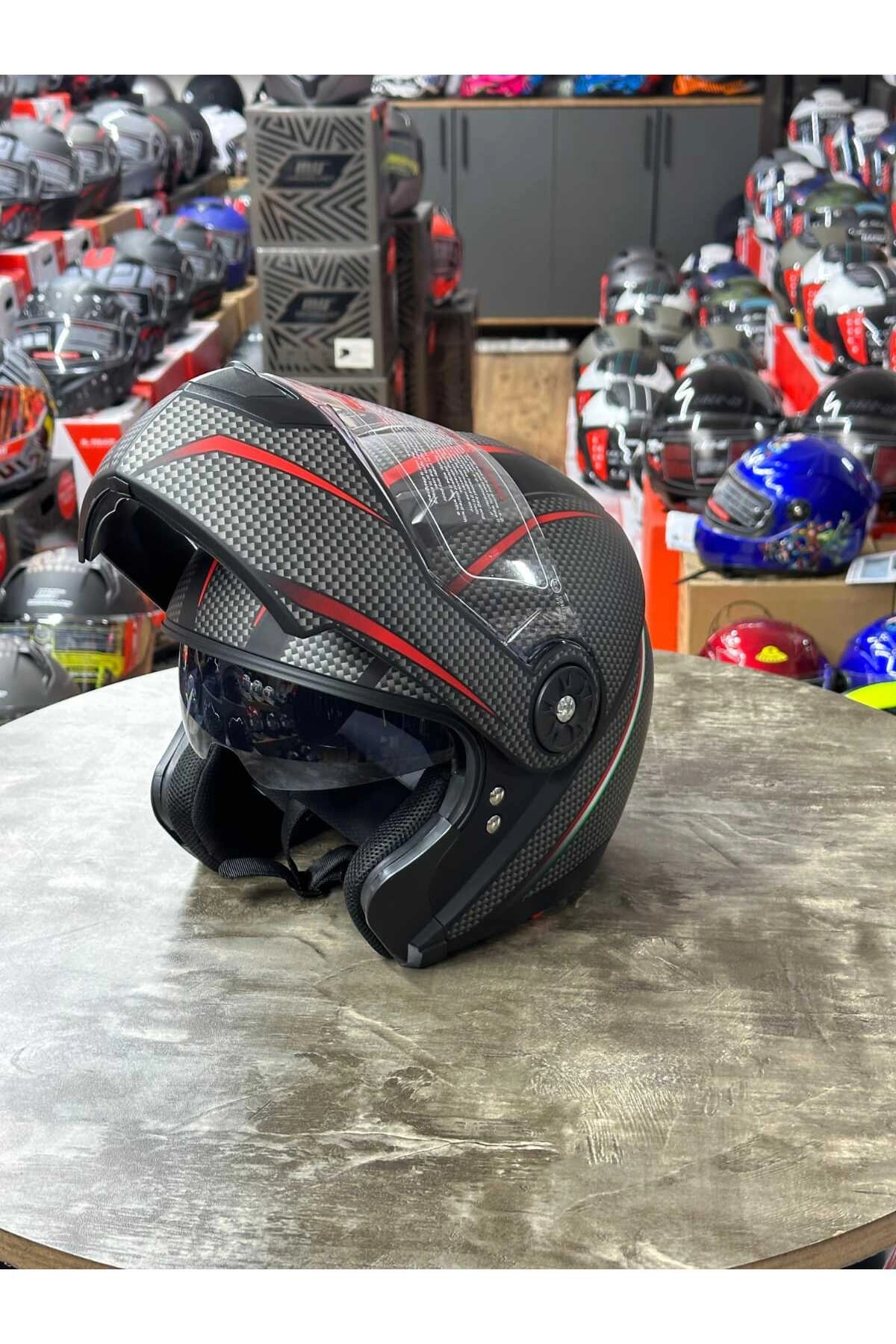 JİEKAİ HELMENTS ÇENE AÇILIR JK902 KASK BLACK-RED-WHİTE