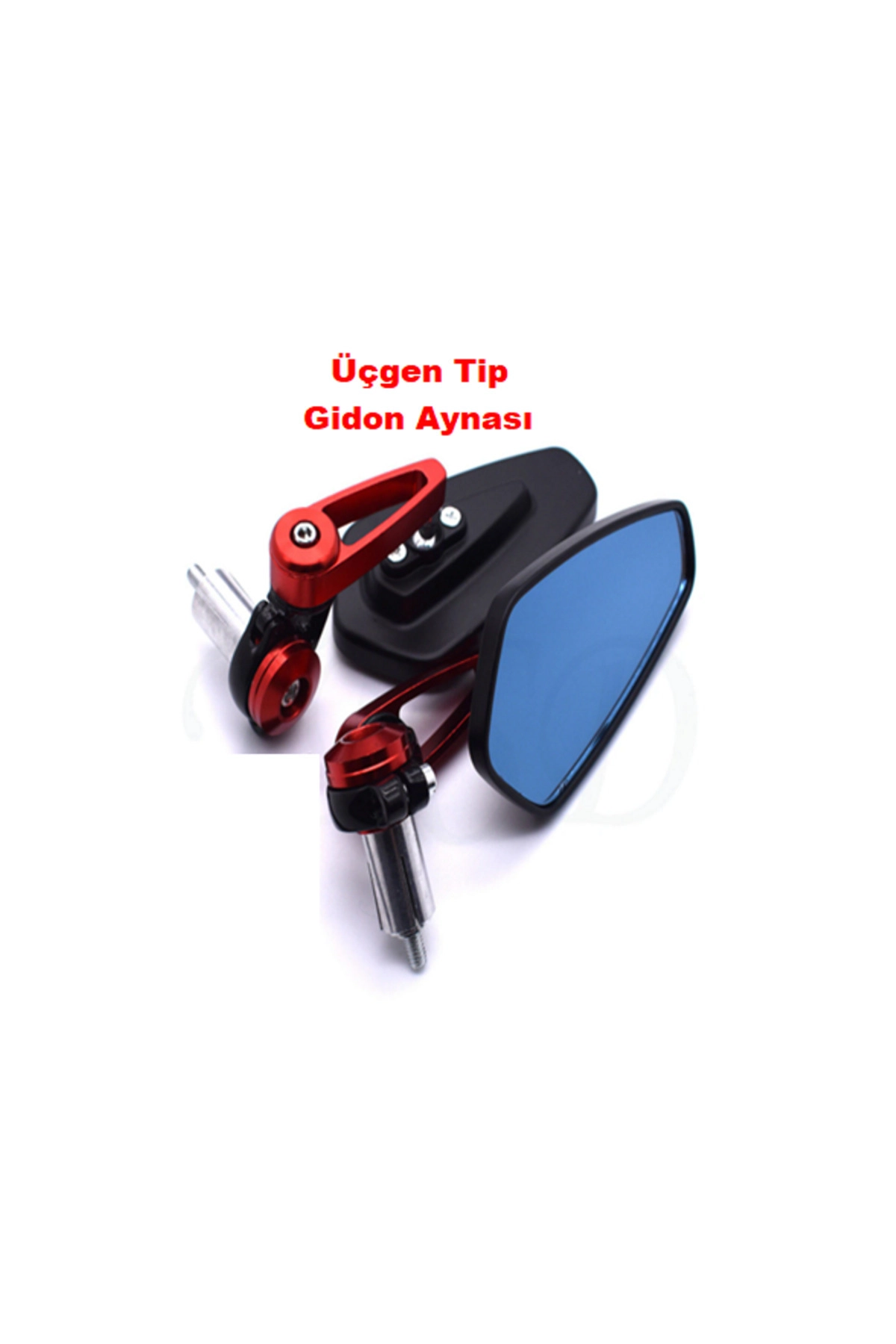 Motosiklet Gidon Ayna Seti Kırmızı Tüm Motorlara Uyumlu (MAVİ CAM) Kırmızı