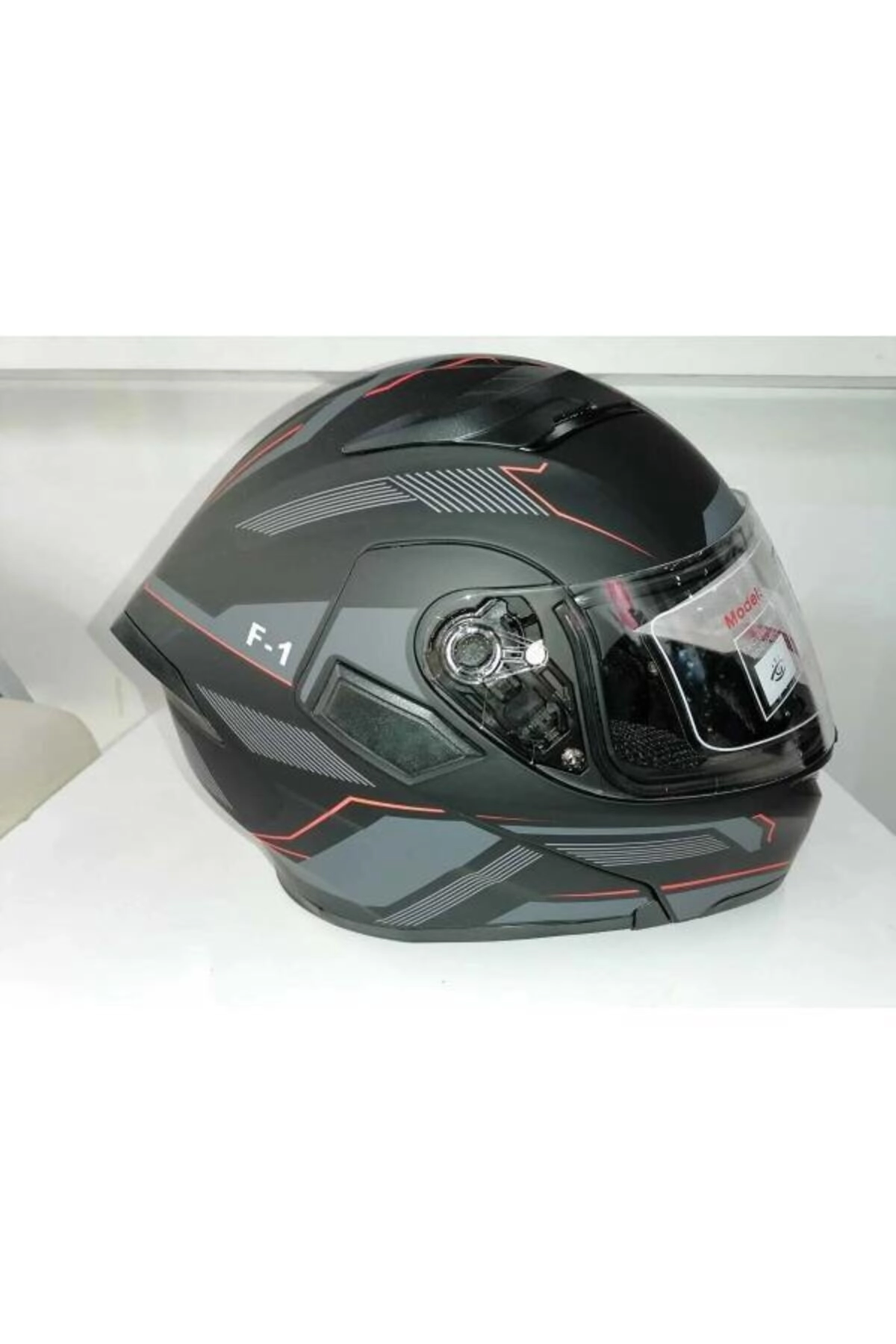 Jk 902 Mat Siyah-Orange Güneş Vizörlü Çene Açılır Kask [E1]